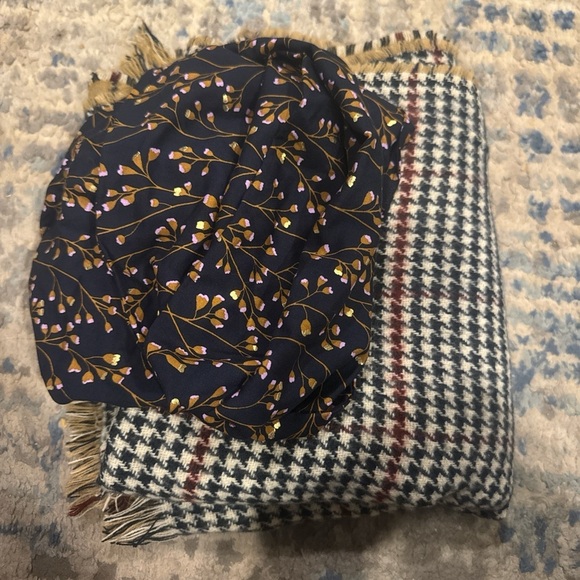 Accessories - Floral Navy and Houndstooth Scarf Set